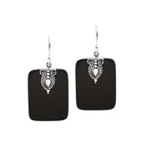 AE-1183-SH.B Sterling Silver Square Shape Earring With Black Shell Jewelry Bali Designs Inc